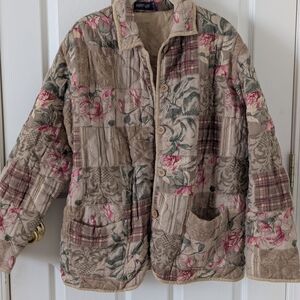 Krazy Kat Beige Floral Quilted Jacket